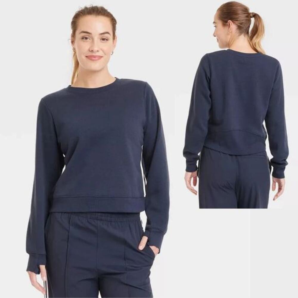 All In Motion‎ Women's Long Sleeve Crewneck Sweatshirt Navy Blue Size Medium